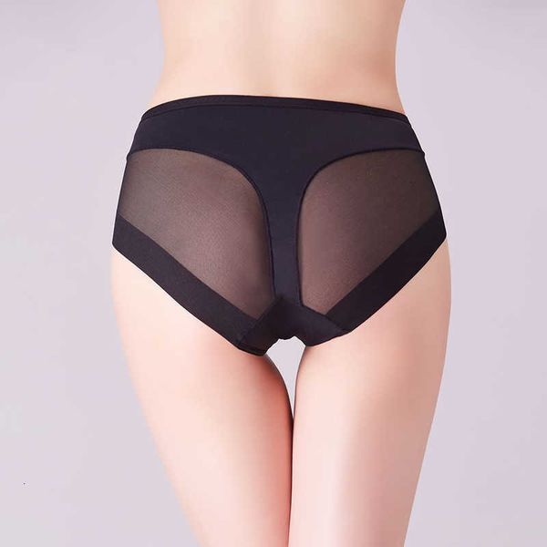 

women's panties mesh breathable women high elastic control briefs seamquality underwear seamless solid mid-rise lingerie, Black;white