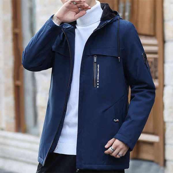 

men's new autumn winter casual hooded men's korean version trend simple versatile handsome plush et, Black
