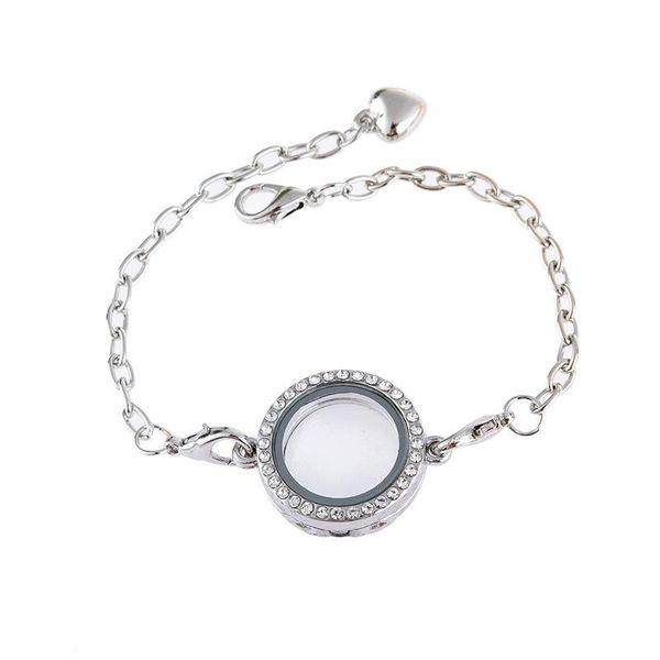 

link, chain european and american diamond round bracelet can open diy po box jewelry frame 4 colors, Black