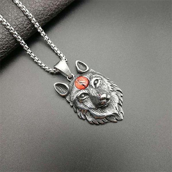 

pendant necklaces nordic viking domineering wolf head necklace titanium steel making jewelry men gift, Silver