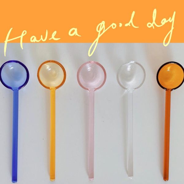 

spoons colored glass spoon rice soup coffee small material honey stirring