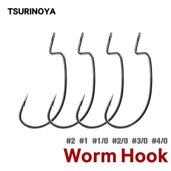 

fishing hooks tsurinoya soft worm crank single hook set 10pcs no sinker rig tackle #2 #1 #1/0 #2/0 #3/0 #4/0