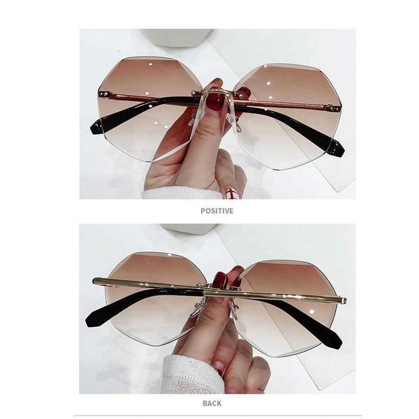 

luxury designer sunglasses 2021 rimless women brand designer sun glasses gradient shades cutting lens ladies frameless metal eyeglasses uv40, White;black