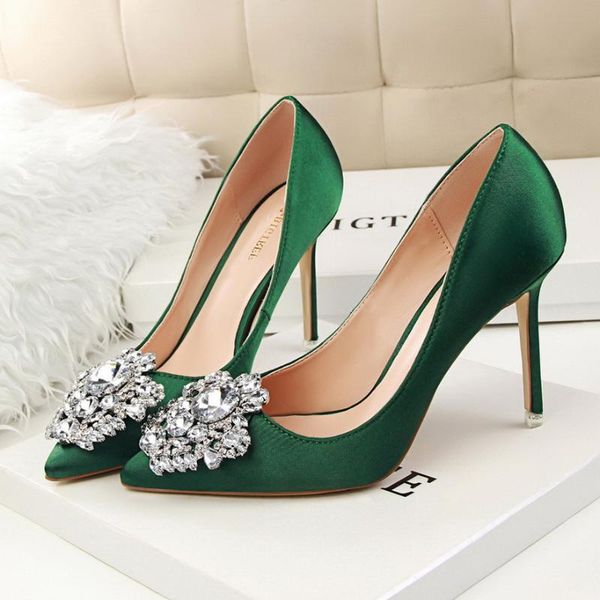 

dress shoes bigtree women pumps 2021 high heel fashion heels pointe rhinestone ladies classic, Black