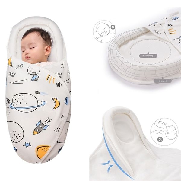 Baby Schlafsack Tragbare geboren Geformte Kissen Design Kinderwagen Baumwolle Decke Windel Swaddle Schlafsack Kokon Für 0-6M 211025