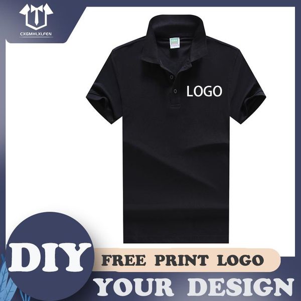 

men's polos shirt high-end custom class uniform overalls advertising cultural printing diy brand logo text, White;black