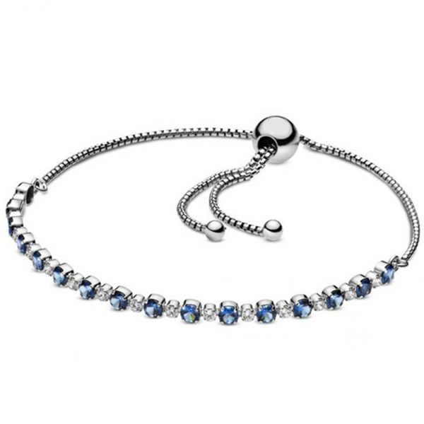 

new 2021 100% 925 sterling silver blue diamond bracelet fit diy original fshion jewelry gift 1234567, Golden;silver