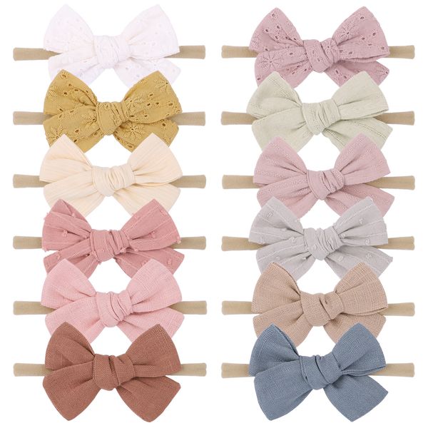 Baby Girls Stirnbänder Nylon Bogen Feste Farbe Haarbänder Kinder Einfache weiche Haarzubehör Bowknot Kopfbedeckung für Kleinkind Kha310