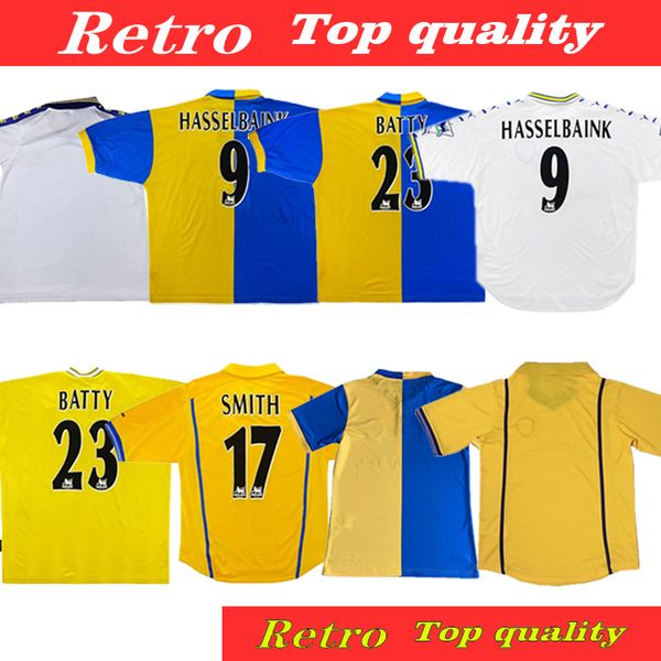 

1997 1998 1999 retro soccer jerseys united home away white lufc vintage classic football kits uniforms 2000 2001 2002, Black;yellow