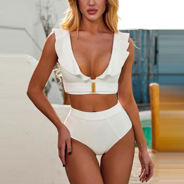 

women's swimwear women bikini set 2021 solid push up swimsuit female biquini brazilian bathing suit beach swimming s-l, White;black