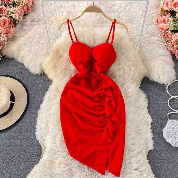 

two piece dress 2021 summer women's spaghetti strap mini party fashion clothes slim high waist backless ruched ruffles vestid, White