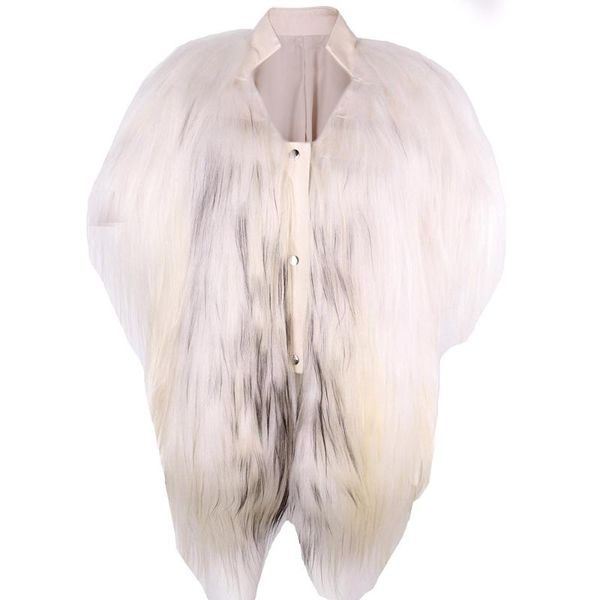 

women's fur & faux yoloagain women goat coat 2021 autumn ladies batwing sleeve real shawl, Black