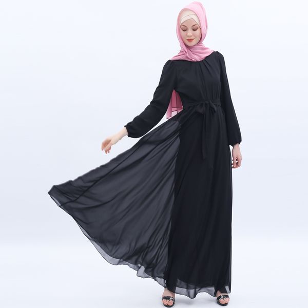 

chiffon vestidos abaya dubai pakistani hijab muslim dress women kaftan caftan turkey maxi dresses robe musulmane longue femme, Red