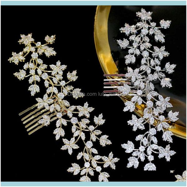 

jewelryasnora cz tiaras hairpin aessories bridal hair comb ladies headdress for wedding jewelry crown drop delivery 2021 n7kao, Slivery;golden