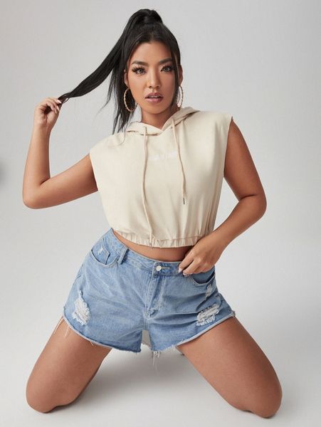 

x flaws of couture plus sleeveless hooded sweatshirt s8xc#, Black