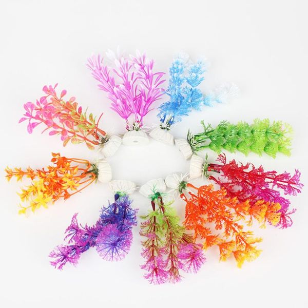 

aquariums 16pcs plants lifelike grass simulative water landscape ornament for fish tank aquarium (red, white purple,