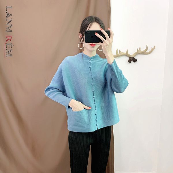 

fashion spring summer shirts women pleated shirt large size single breasted with pockets sa566 210507, White