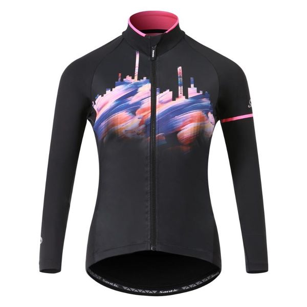 

racing jackets santic women cycling winter mtb clothes fleece windproof keep warm coat reflective asian size l0c01114, Black;red