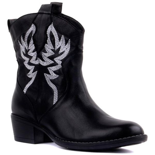 

women's boots 2021 embroidered women ankle motorcycle autumn winter shoes woman female punk, Black