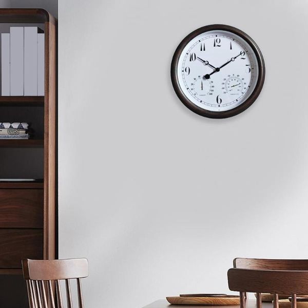 

wall clocks practical clock waterproof decorative hanging temperature display round european style for bedroom