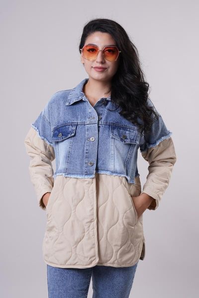 

women's jackets manga long denim jacket, Black;brown