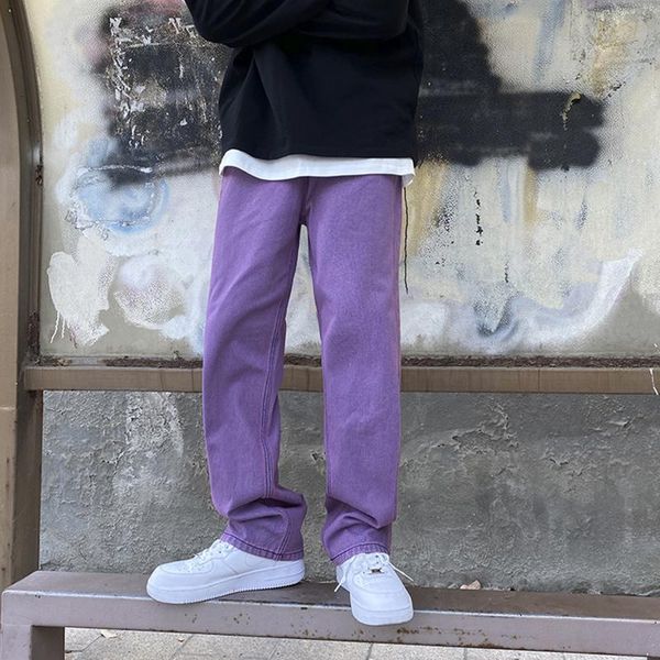 

spring autumn men's jeans casual oversize hip hop denim pants streetwear couple loose men clothing, Blue