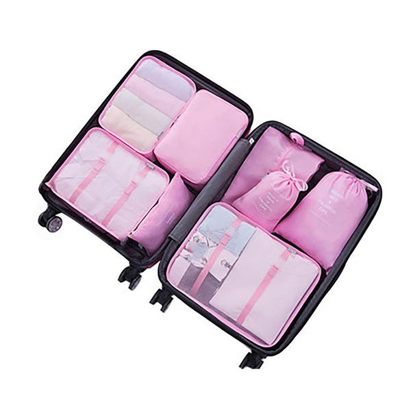 

duffel bags 2021 selling 8pcs travel clothes storage waterproof portable luggage organizer pouch packing cube 8 colors local stock