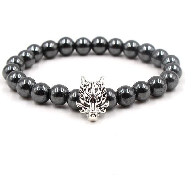 

charm bracelets natural stone black dragon hhelmet men's hematite beads bracelet note for women jewelry, Golden;silver