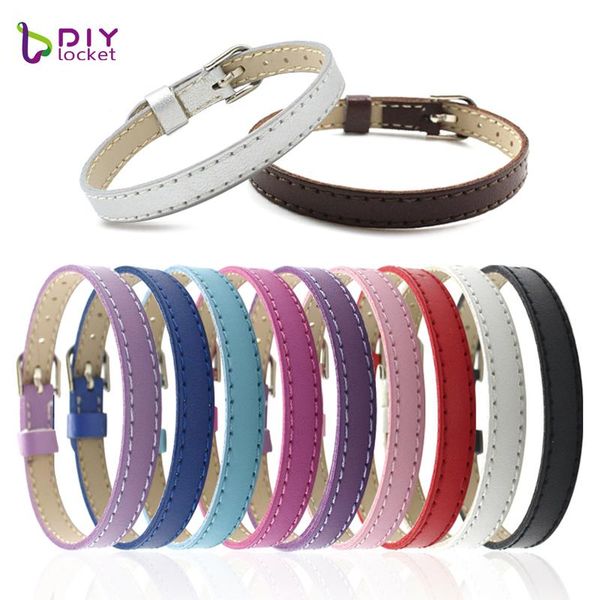

charm bracelets diylocket 10pcs 8mm pu leather wristband classic diy bracelet fit slide letter charms lsbr015*10, Golden;silver