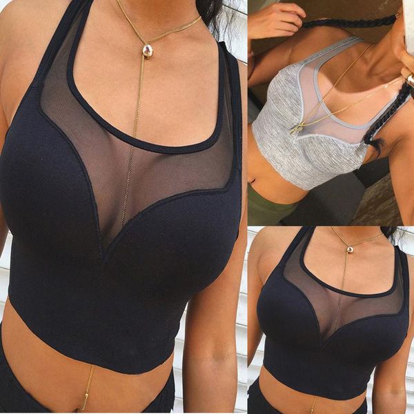 

yoga outfit wholesale women mesh patchwork bra bodycon slim sporting clothing bustier vest crop bralette blouses