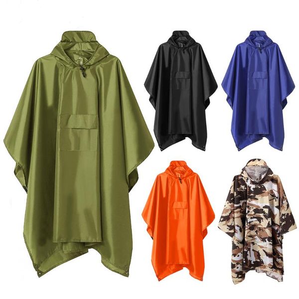 

raincoats 3 in 1 outdoor military hooded poncho waterproof raincoat jacket for men women tent picnic mat motorcycle rain