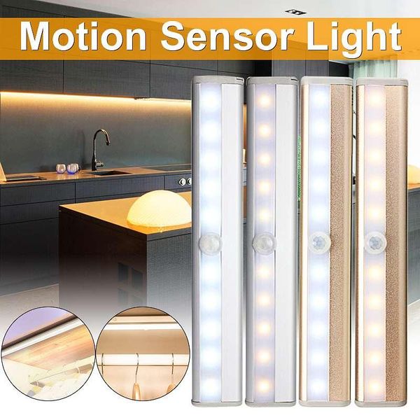 

leds pir led motion sensor light cupboard wardrobe bed lamp under cabinet night for closet stairs kitchen 6v