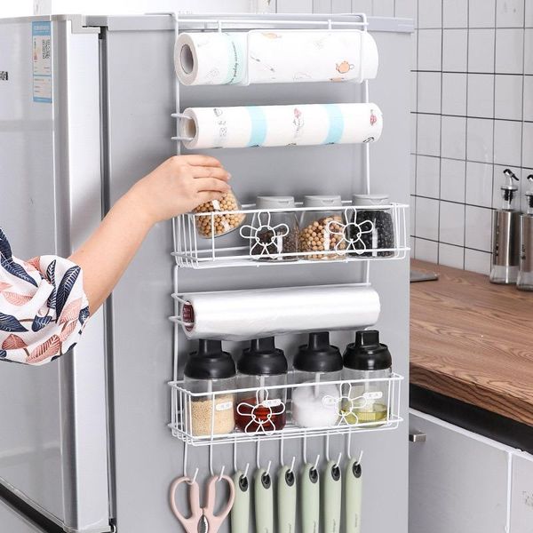 

hooks & rails household refrigerator rack side storage multifunctional kitchen spice wall-mounted accessories organizer