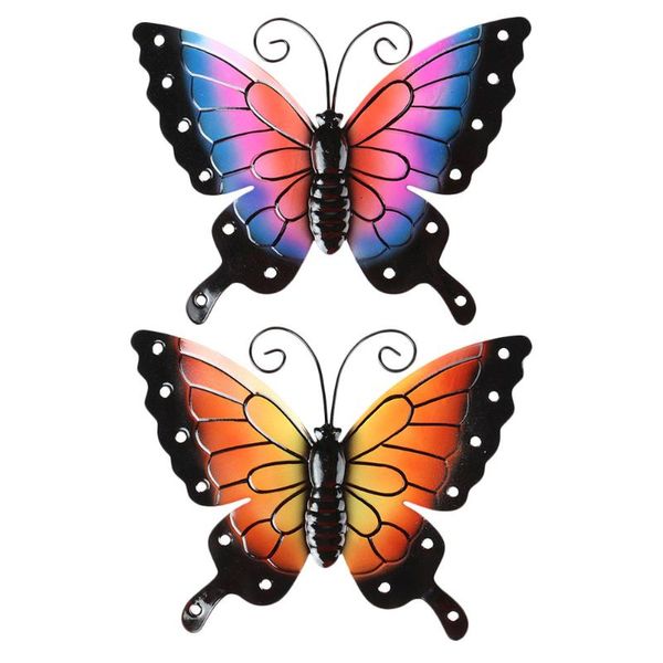 

decorative objects & figurines 2pcs metal butterflies garden art decoration wall hanging sculptures