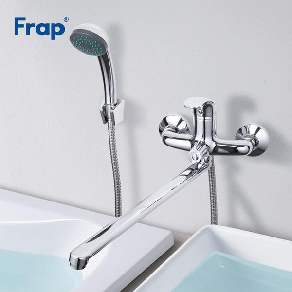 

frap bathroom shower faucets cold and water mixer chrome finished tap 40cm outlet pipe wall mounted faucet torneiras f2236 sets