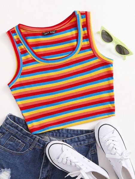 

rainbow striped tank q2uq#, White