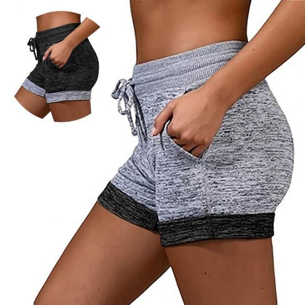 

women shorts summer color block quick drying high waist drawstring short pants plus size loose sports clothing yoga outfit