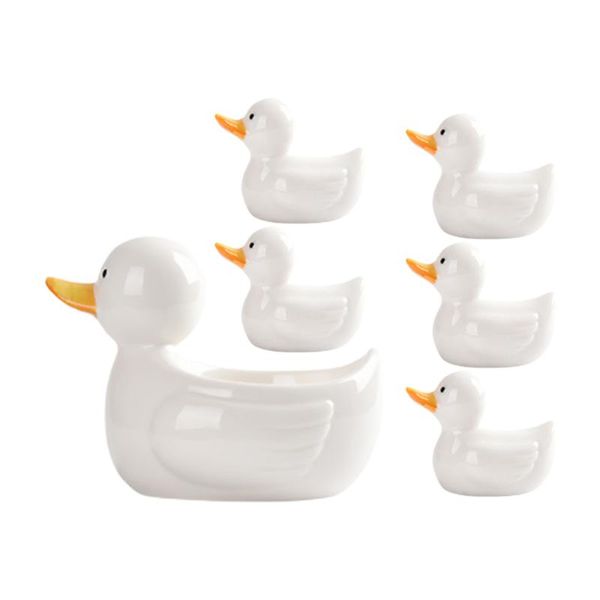

chopsticks 1 set ceramic duck shape holder japenese style rest(white)