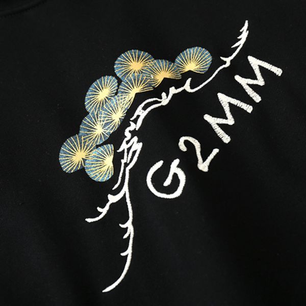 

men's hoodies & sweatshirts hooded hoodie, hip hop jacket streetwear embroidered koi fish, sweater, autumn, cotton harajuku, black, jog