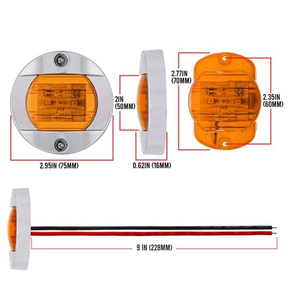 

round 6 leds front rear side indicator marker light turn signal for t.u.k.trailer yacht cruise ship caravan boat led emergency lights