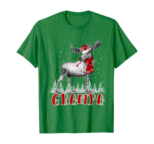 

grampa moose wear santa hat matching family t-shirt, White;black