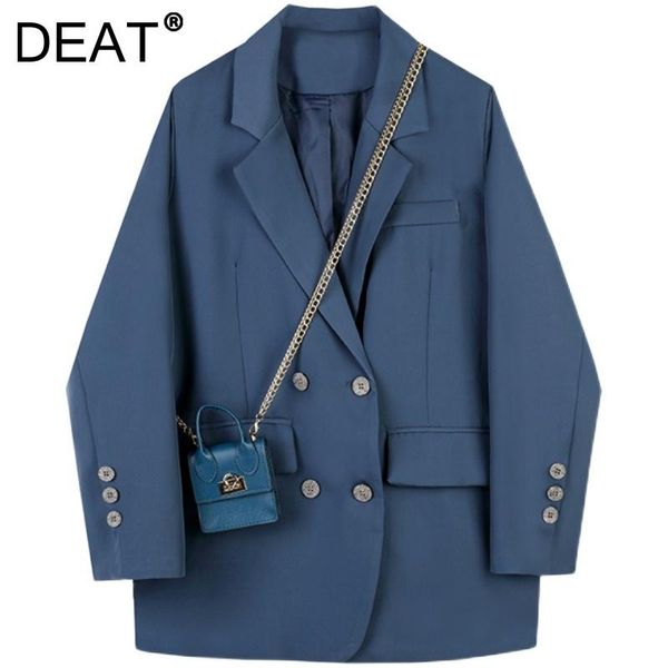 

women's suits & blazers [deat] 2021 autumn fashion tide coat loose long sleeve turn-down collar single-breasted temperament blazer wome, White;black