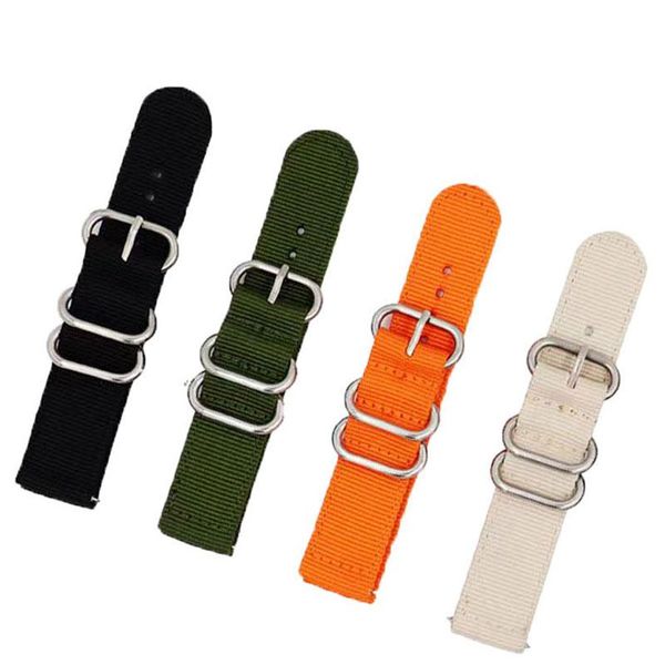 

watch bands two-section double-layer thickened canvas nylon woven with 18 20 22mm switch hole accessory white buckle, Black;brown