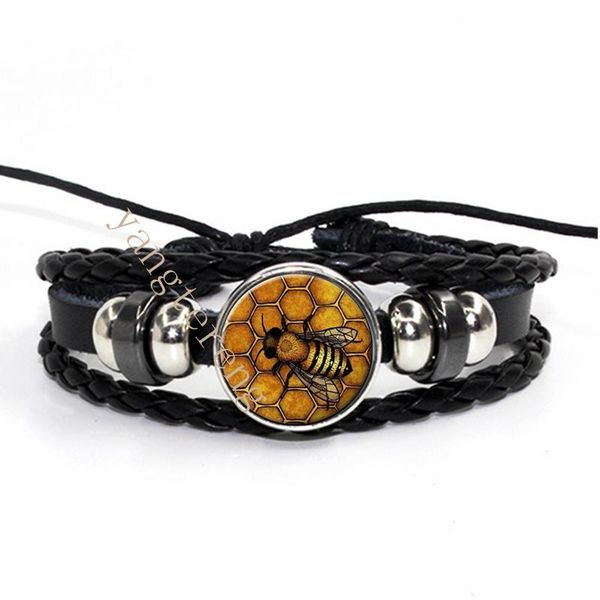 

link, chain 2 pieces vintage leather rope woven combination black bracelet b13