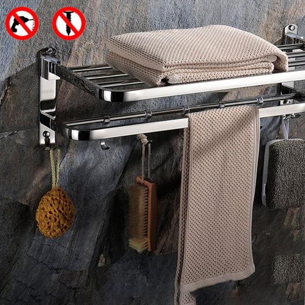 

towel racks stainless steel foldable bathroom rack holder storage hanger kitchen el washcloth clothes shelf with hooks