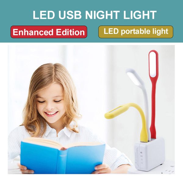 10 ADET USB Işık Masa Küçük Masa Lambası LED Gadget Okuma Yazma Enerji Tasarrufu Taşınabilir Uzun Ömürlü 360 Bükme Yaratıcı Hediye Şarj PC Bilgisayar Dizüstü Güç Bankası için