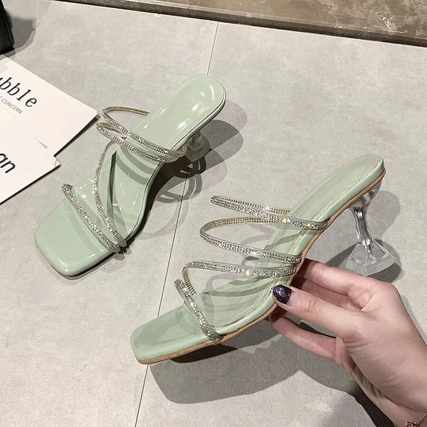 

sandals comemore 2021 pumps shoes women summer transparent thin heels wedding party for peep toe high, Black