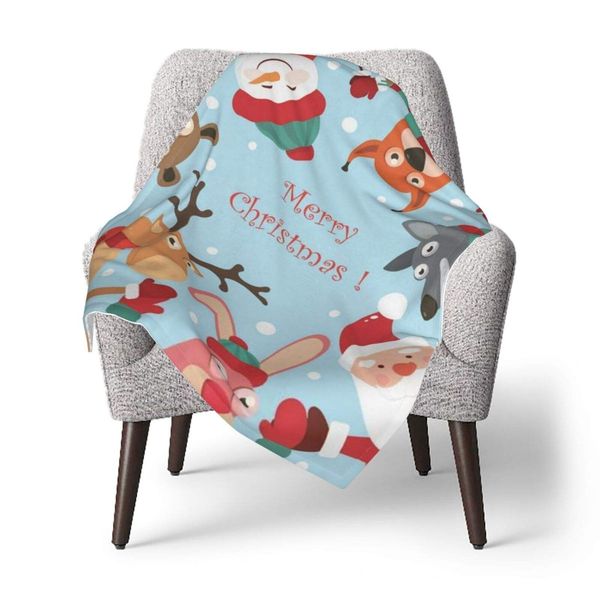 

Baby Blanket Christmas Cute Animals Dance A Hare, Deer, Bear, Snowman, Squirrel, Wolf, Santa Claus Baby Swaddle Wrap Blanket For