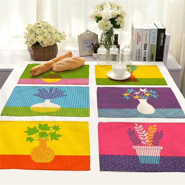 

oil painting potted plant table mat flower leaves drink placemat pad almofada doilies mats & pads