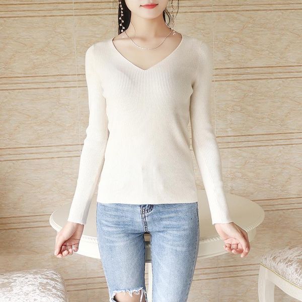 

women's sweaters 6 colors thick v-neck warm women sweater autumn winter knitted femme pull high elasticity soft female pullovers, White;black